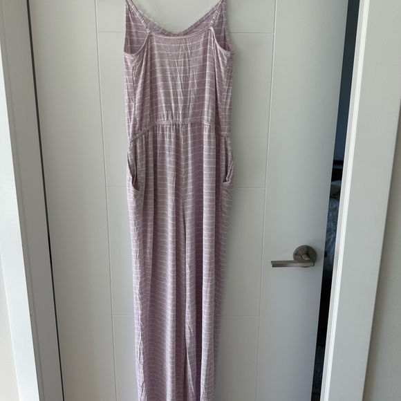 La Vie En Rose Pink Striped Lace Pajama Jumpsuit - Picture 6 of 7